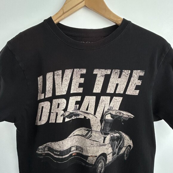 Rare Iconic DeLorean Graphic Tee Black Vintage style Retro cars Men's Small - Picture 1 of 6